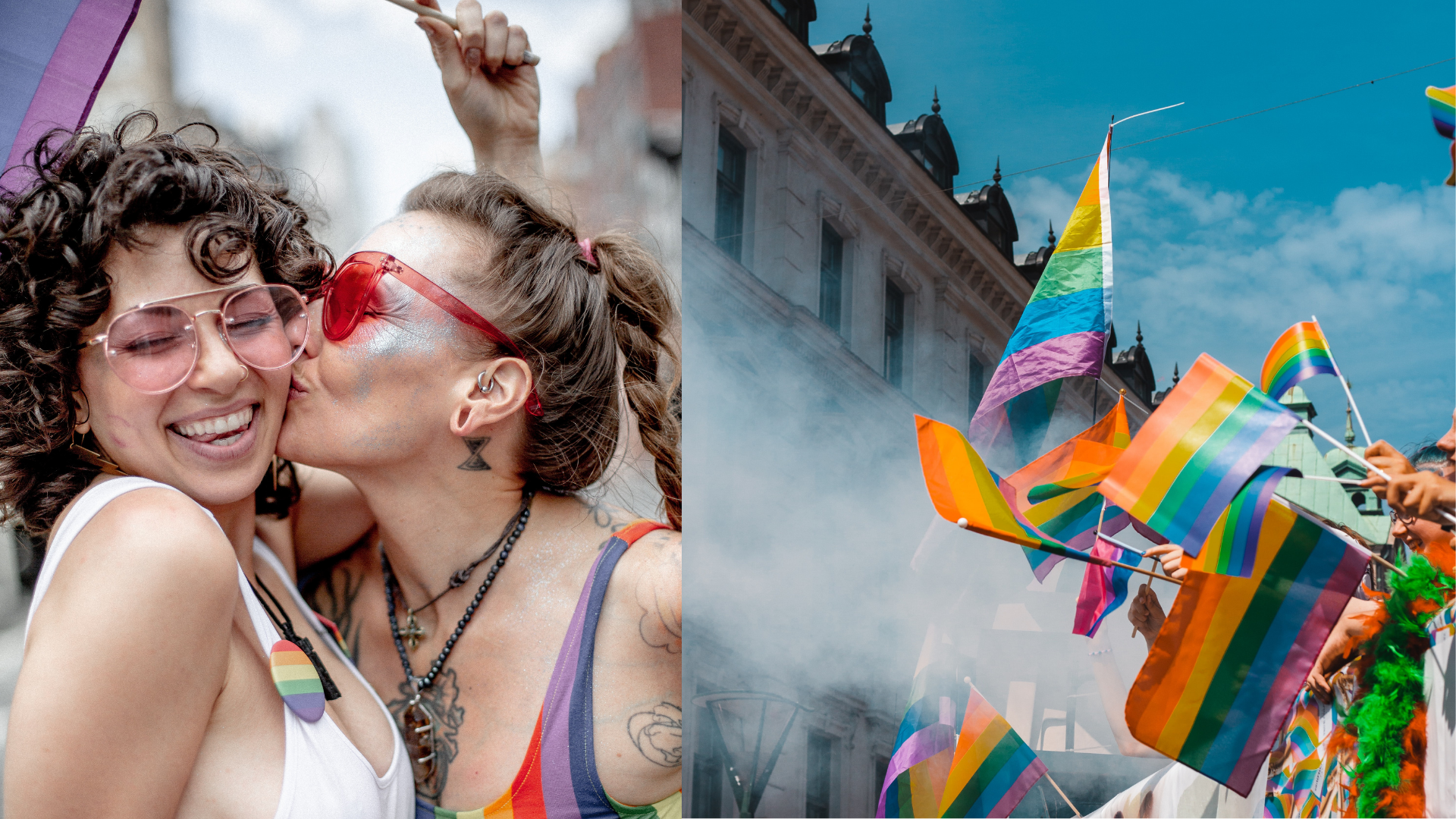 lgbt komunita, žena dáva bozk na líce svojej priateľke