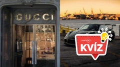 obchod Gucci a auto značky Porsche