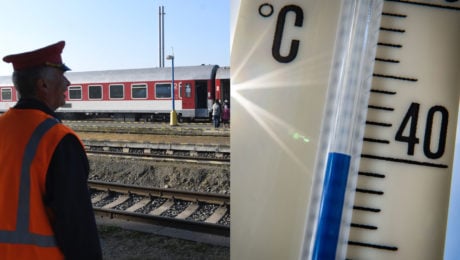 železnice a teplomer s vysokou teplotou