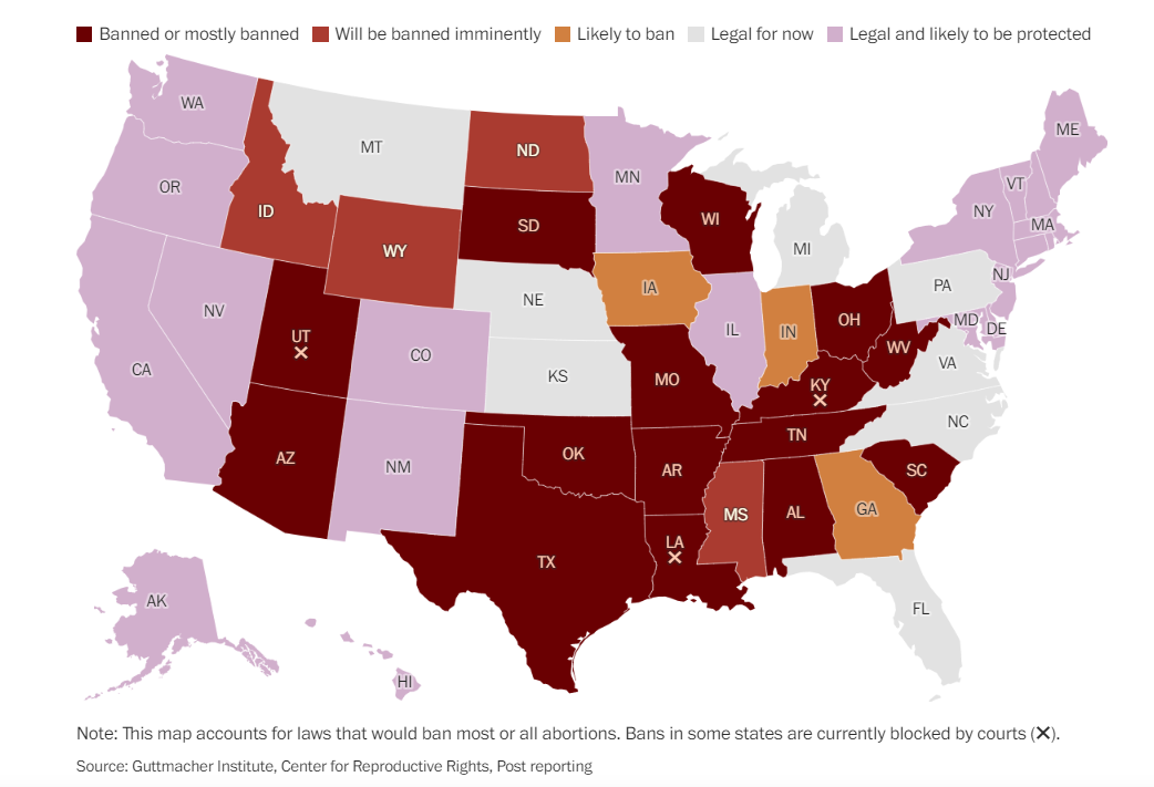 Prehľad štátov a obmedzení interrupcií