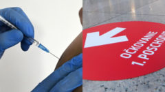 Na snímke šípka k očkovaciemu miestu a vpichnutie vakcíny