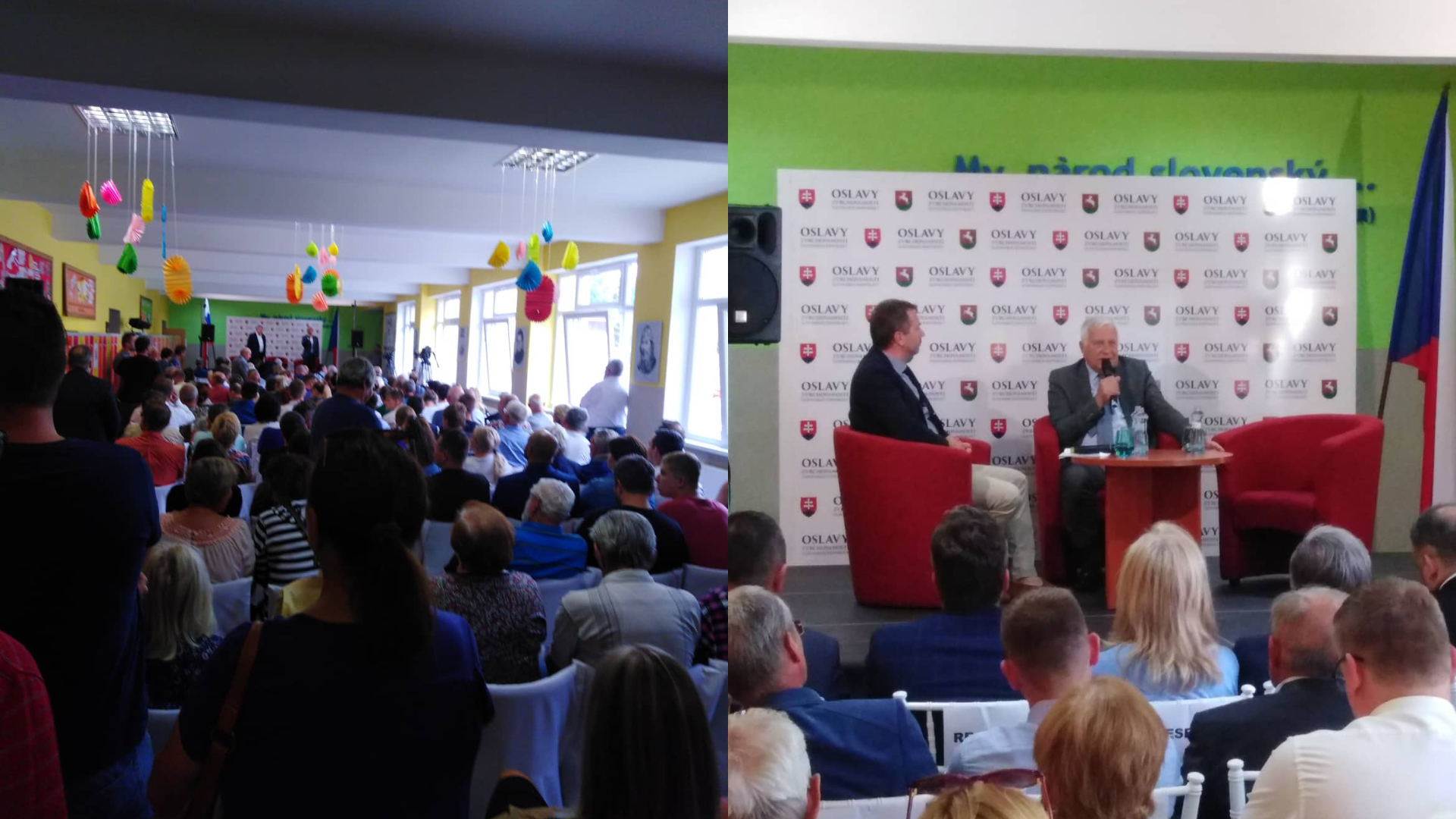 Smeráci diskutujú v základnej škole na oslavách zvrchovanosti SR. Bývalý prezident Českej republiky na diskusii so smerákmi v Starej Bystrici