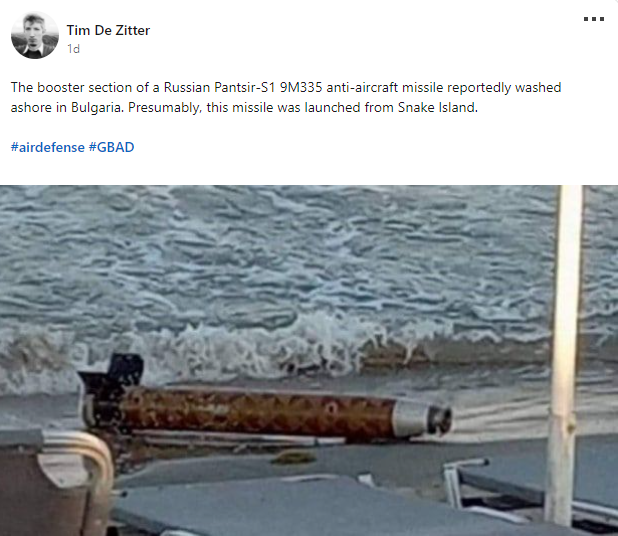 ruská raketa vyplavená na pláži v Bulharsku