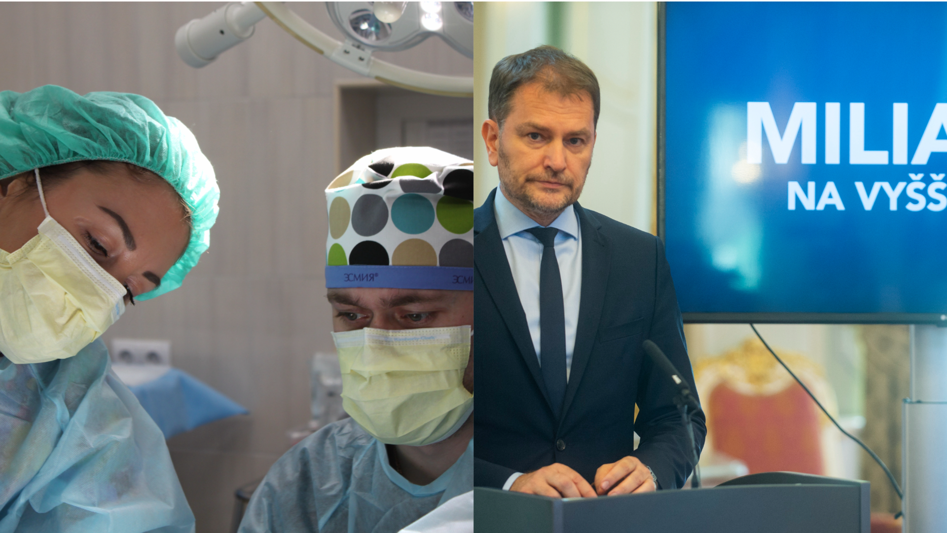 Igor Matovič vpravo, zdravotníci vľavo