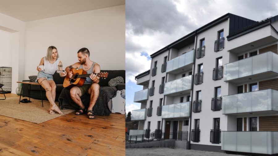 Na snímke mladý pár hrajúci na gitare a byty.