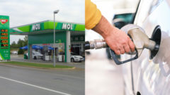 Tankovanie na čerpacej stanici MOL V Maďarsku, ceny benzínu