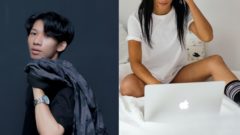 Na snímke je muž a žena sediaca na posteli.