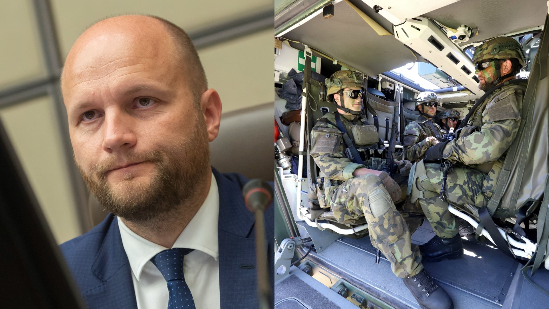 Na snímke je zachytený Jaroslav Naď, slovenský minister obrany a slovenskí vojaci