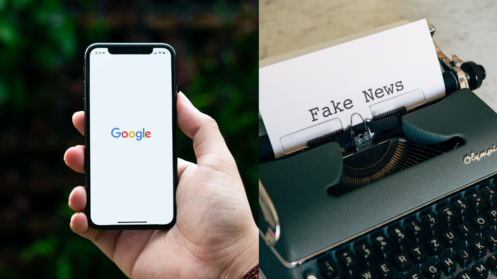 NA snímke je telefón, na ktorom je zobrazený Google a obrázok, ktorý vykresľuje dezinformácie