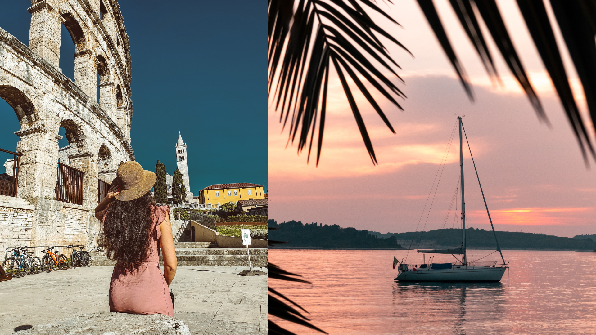 Na obrázku sú snímky z chorvátskeho mesta Pula