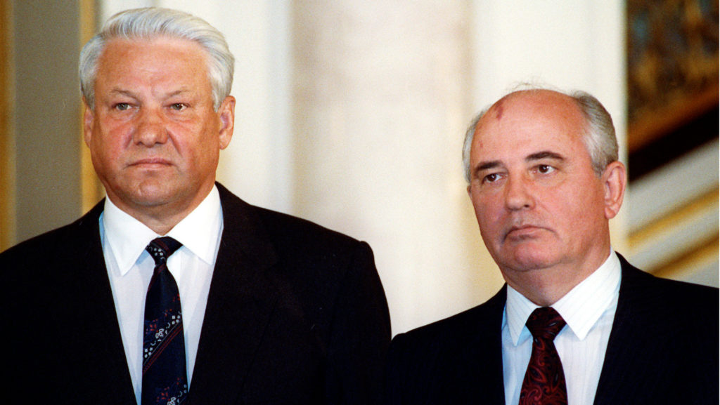 Michail Gorbačov a Boris Jeľcin