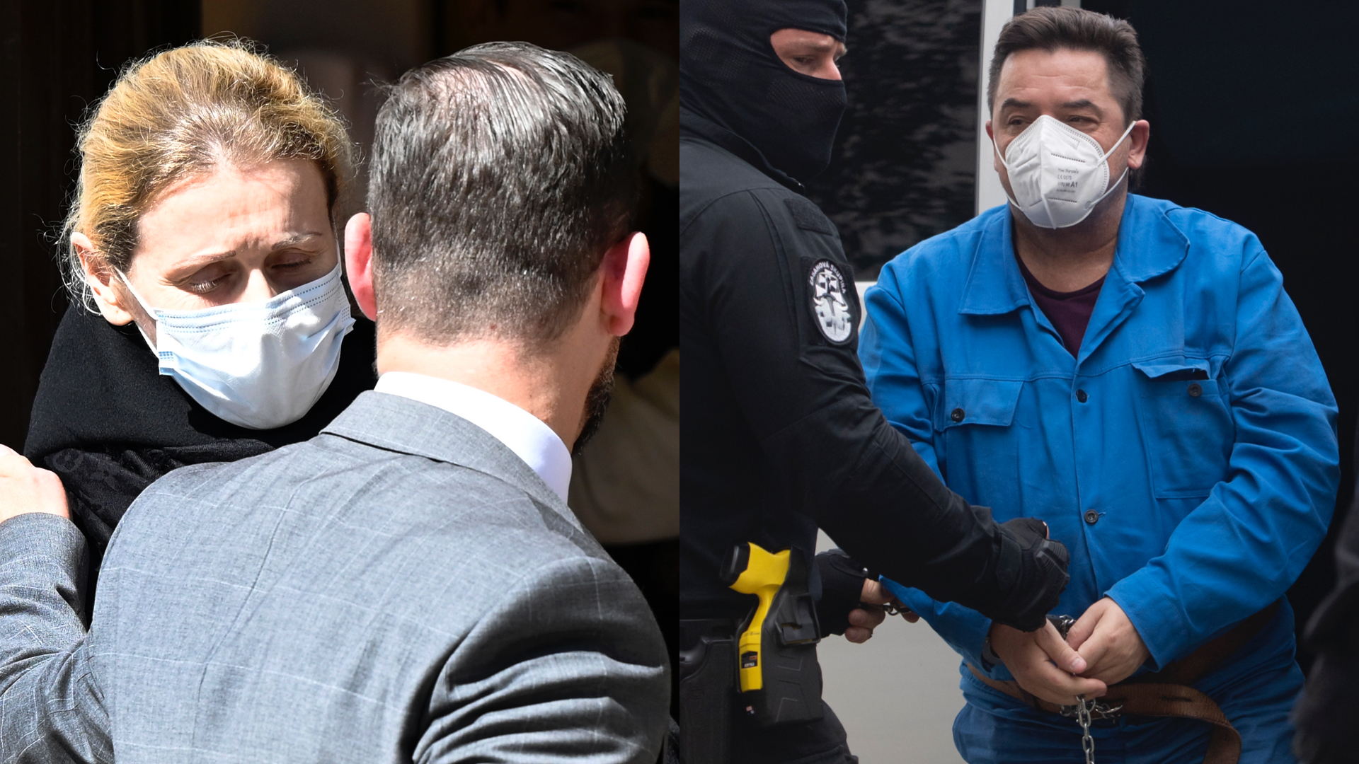 Monika Jankovská na súde so svojim advokátom a mafián Marian Kočner v sprievode jednotky NAKA