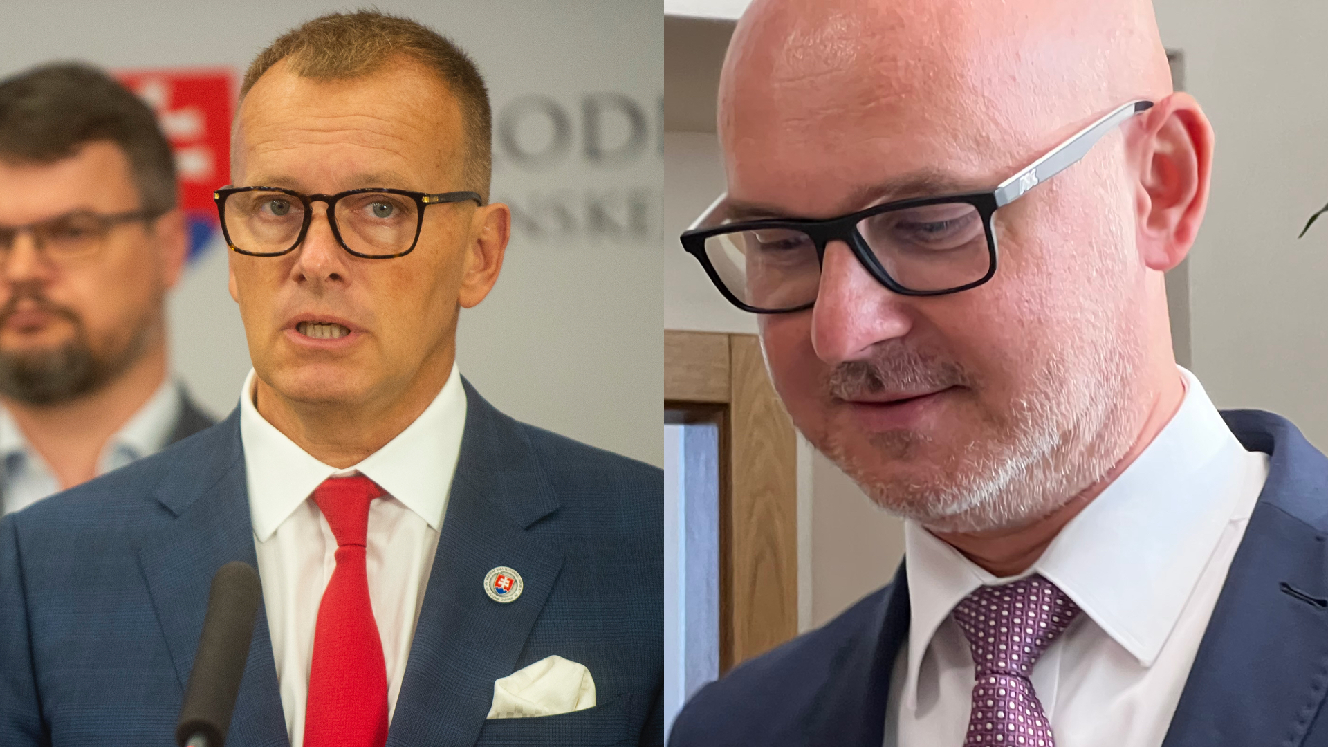 Na snímke predseda Sme rodina Boris Kollár a minister školstva Branislav Grohling, ktorí riešia koaličnú krízu