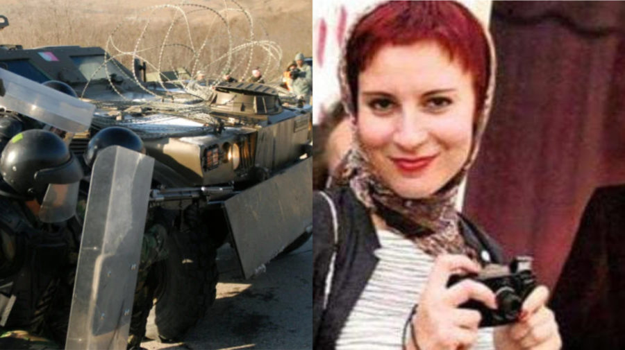 Na snímke sú jednotky NATO a novinárka Darja Aslamovová