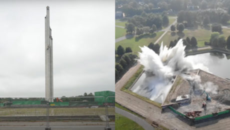 Obelisk z éry Sovietskeho zväzu v Rige v Lotyšsku. Lotyši ho zničili, spadol do vody.