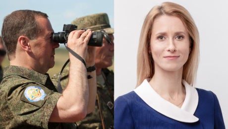 ľavo Dmitrij Medvedev, vpravo Kaja Kallasová