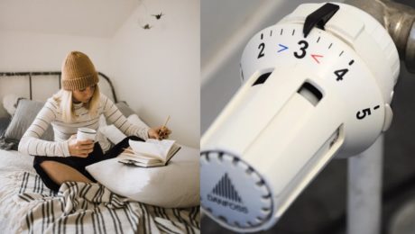 Na snímke je žena a radiátor.