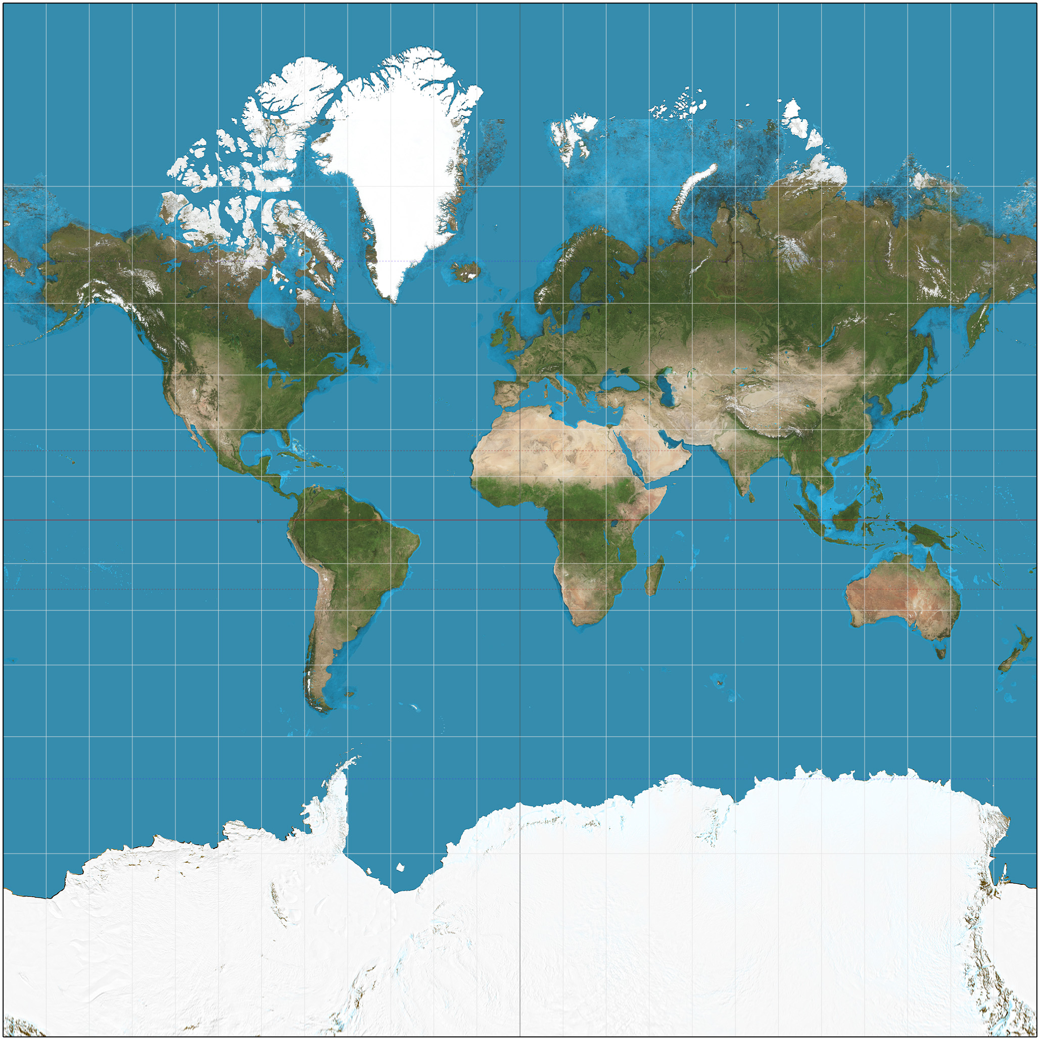 Mapa sveta podľa Gerharda Mercatora známa ako Mercatorova projekcia