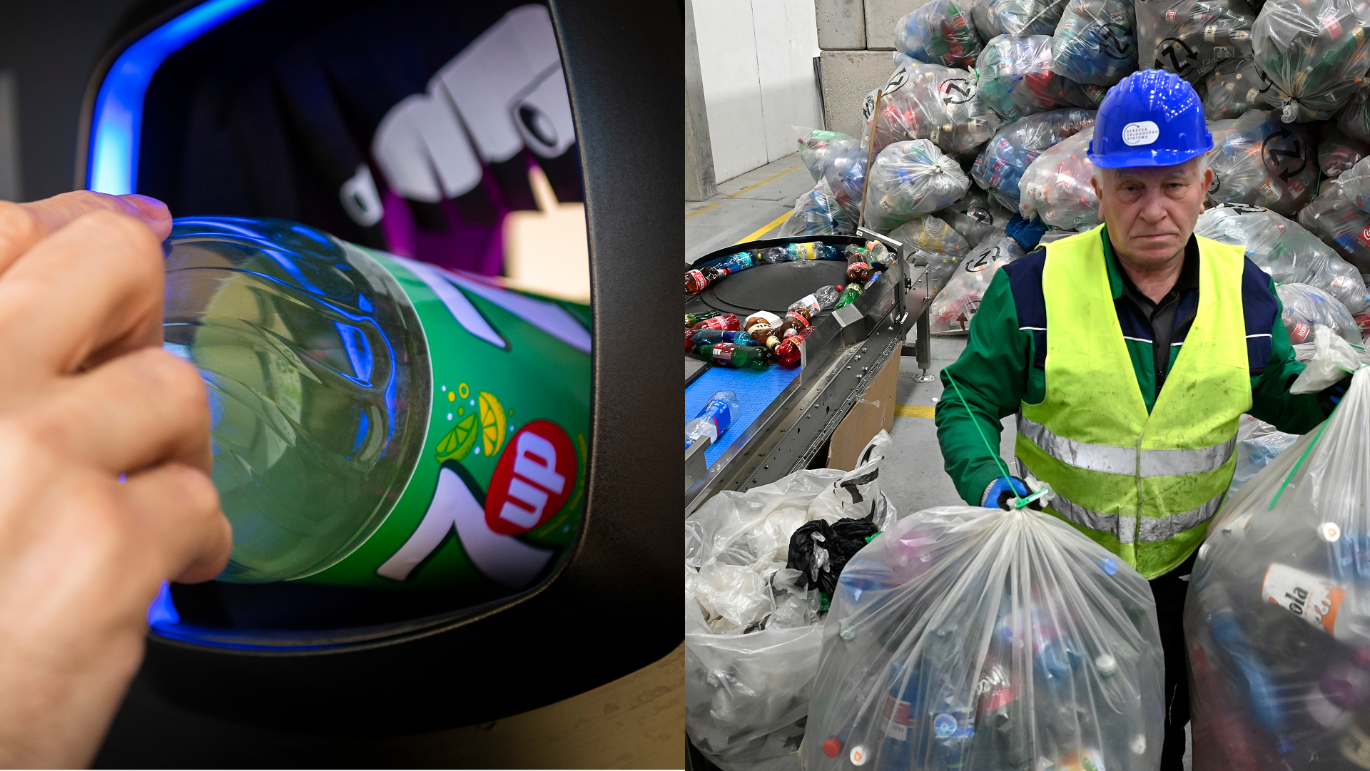 plastové fľaše vo zberných nádobách