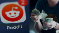 aplikácia reddit, osoba ráta peniaze v hotovosti