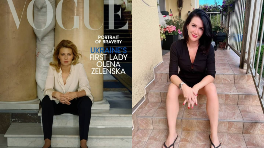 vpravo slovenská politička Janka Bittó Cigániková podporuje Olenu Zelensku, vľavo prvá dáma Ukrajiny Olena Zelenska na titulke módneho časopisu Vogue