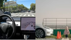vpravo video kritika samoriadenia Dana O'Dowda, vľavo ďalší experiment s technológiou full self-driving