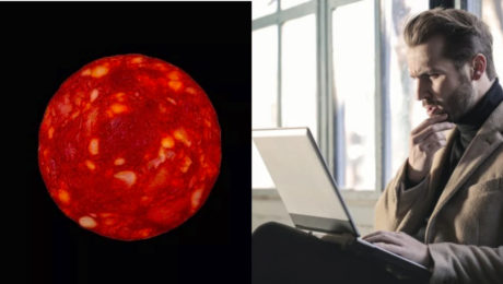 Koliesko choriza namiesto hviezdy, prekvapený muž