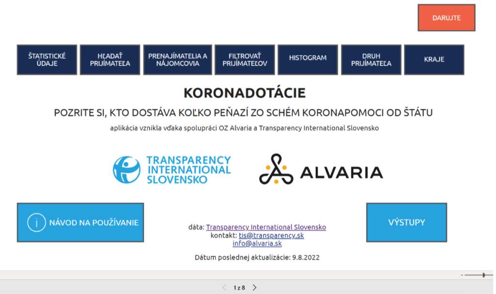 Webová stránka TIS a Alvaria