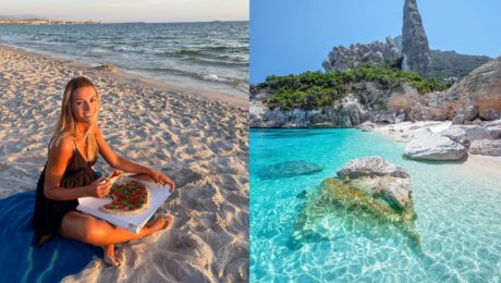 Na snímke je žena na pláži na Sardínii.