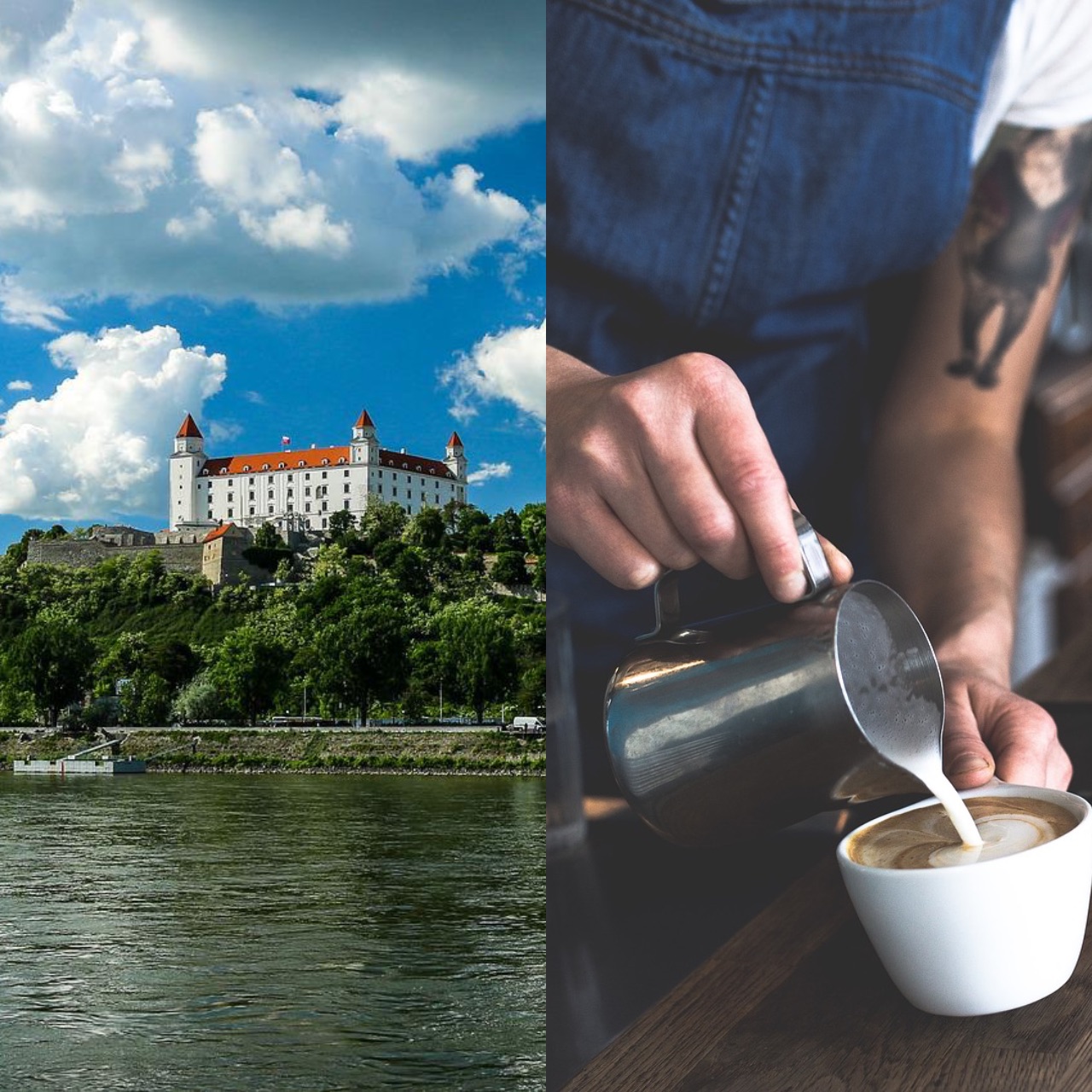 Bratislavský hrad a barista