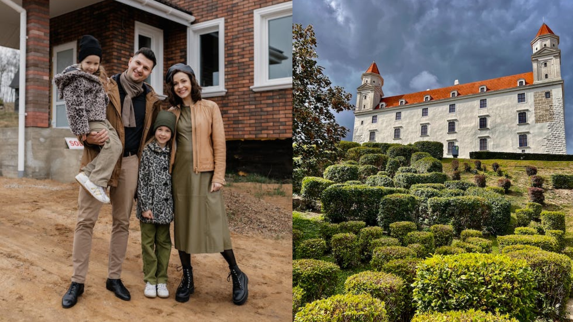 Na snímke je rodina a Bratislavský hrad.