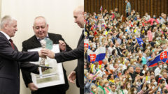 Bývalý predseda NRSR a starosta Petržalky Radovan Bajan. Slovenský dav víta pápeža