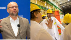 Minister hospodárstva Richard Sulík v demisii na tlačovej konferencii, premiér Eduard Heger počas zavážania jadrového paliva do tretieho bloku