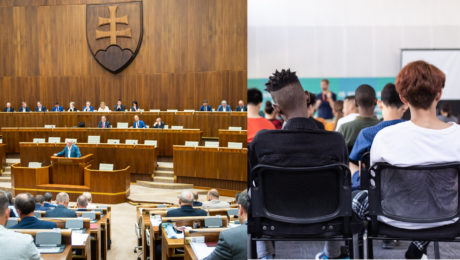 NR SR, mladí študenti počas prednášky, ilustračné foto