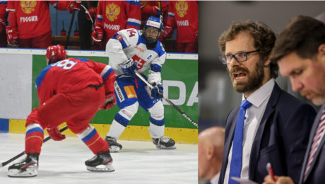 Slovensko-Rusko zápas, do 18 rokov/Michal Handzuš sledujúci hokej, ilustračné foto