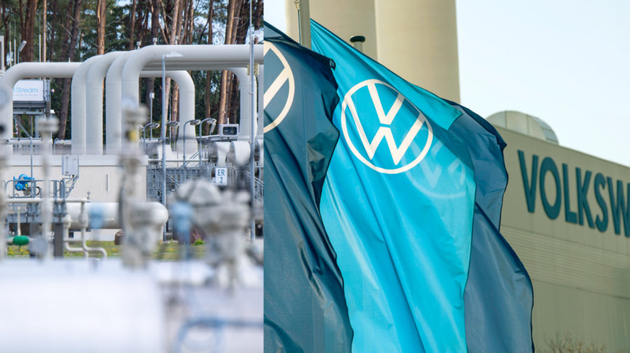 Plynovod Nord Stream 1, vlajka s logom automobilky Volkswagen