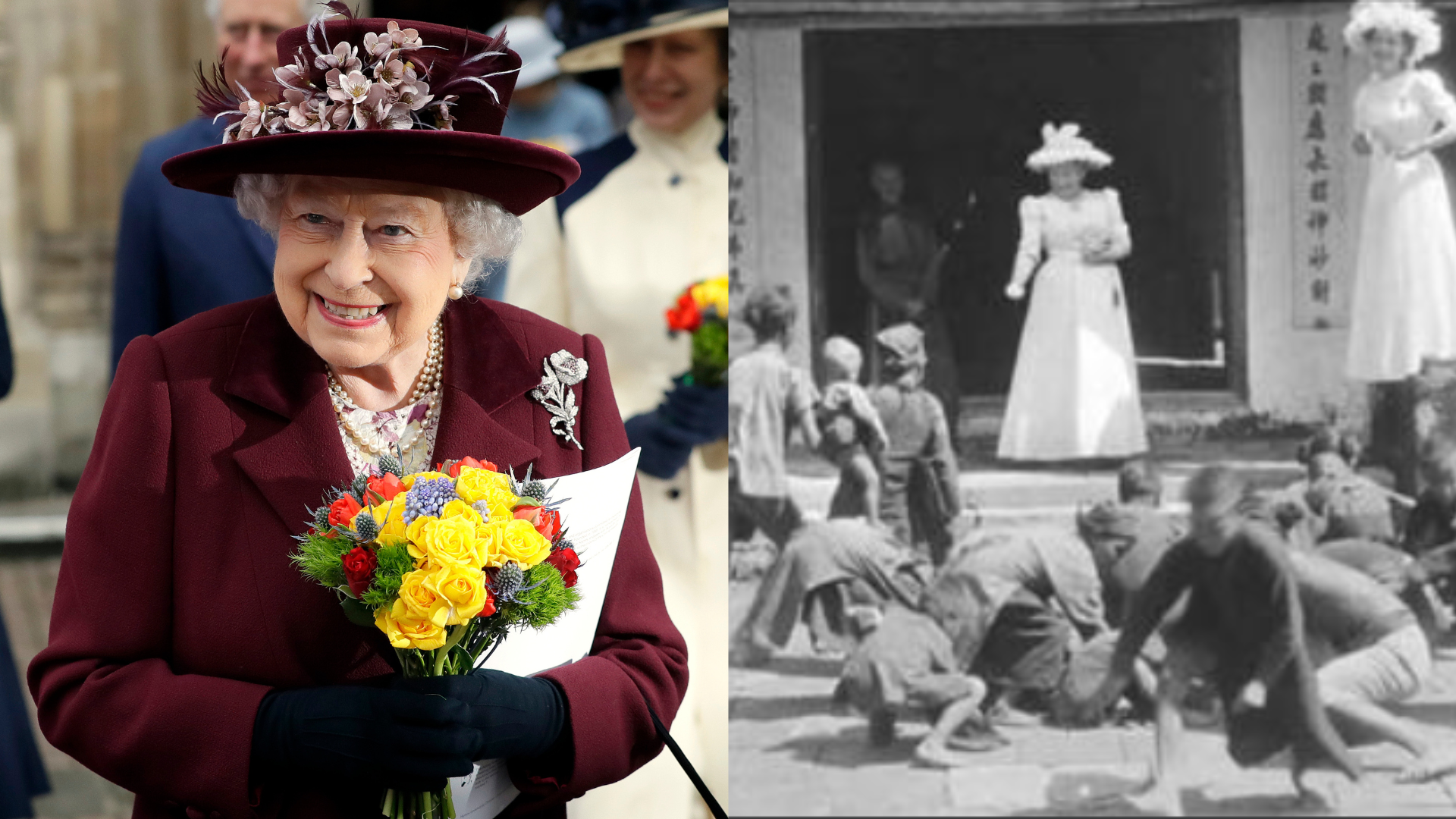 Kráľovná Alžbeta II. a staré video