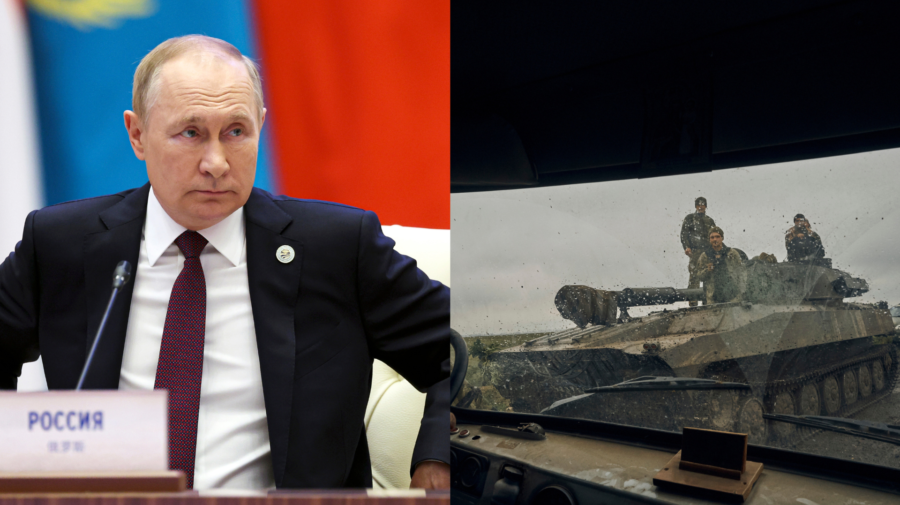 Vladimir Putin a ukrajinskí vojaci