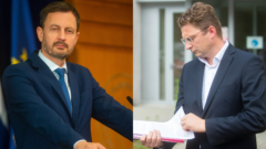 Premiér Eduard Heger a predseda Lekárskeho odborového združenia (LOZ) Peter Visolajský