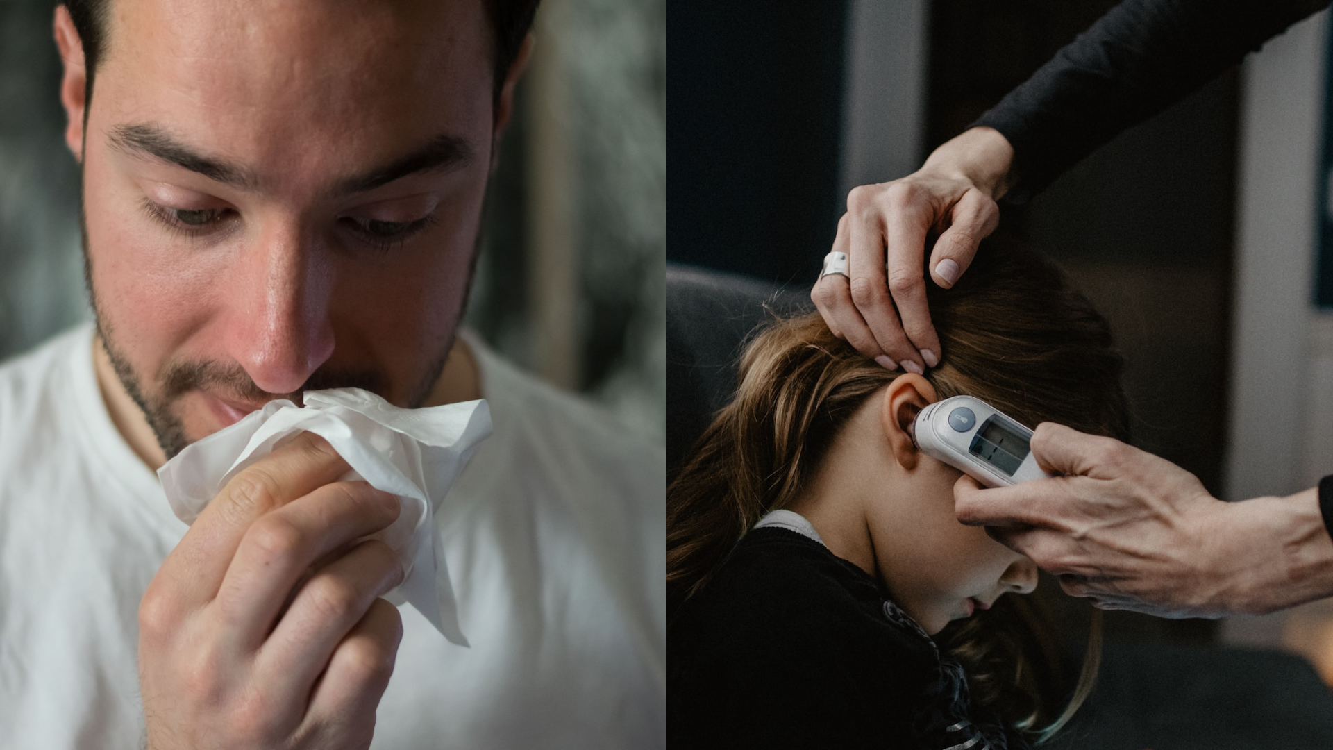 Muž so servítkou a meranie teploty