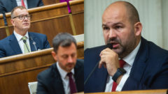 Predseda parlamentu Boris Kollár, Premiér Eduard Heger a šéf poslaneckého klubu Sme rodina Pčolinský