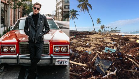 Drahú auto, muž, odpad