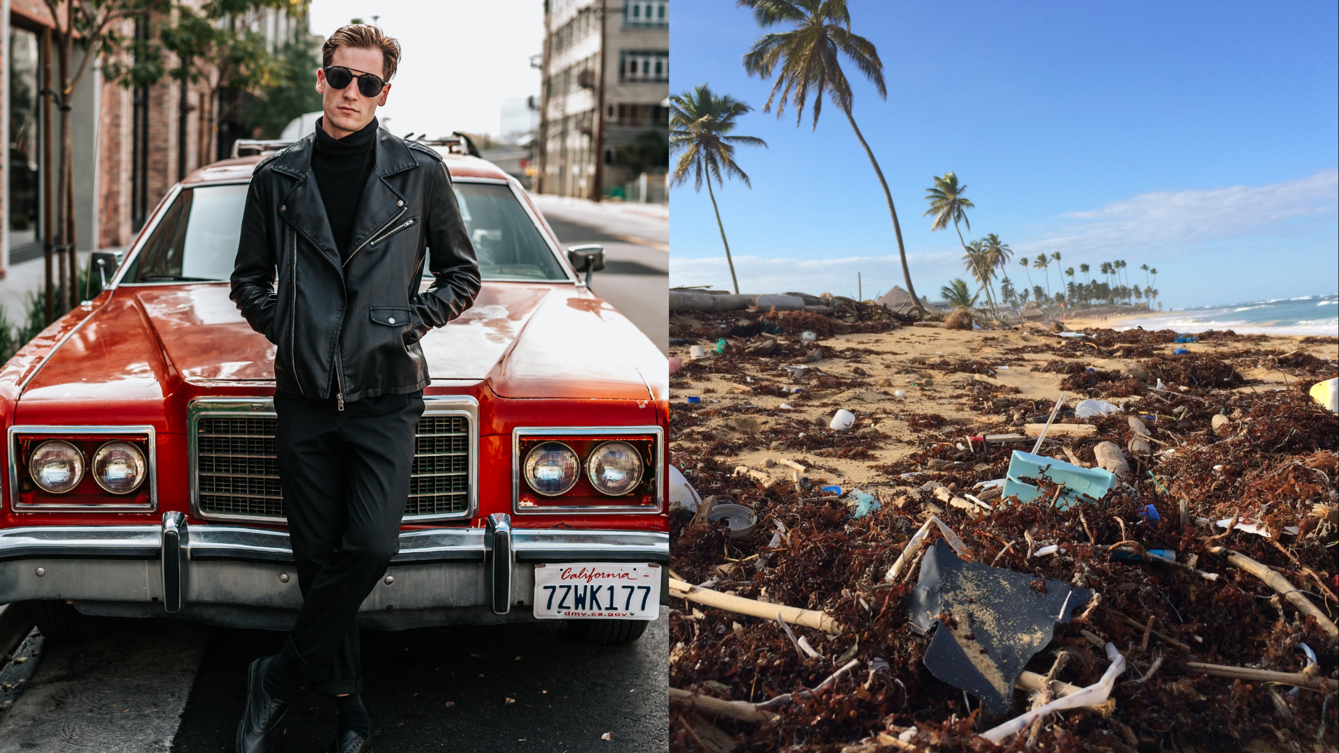 Drahú auto, muž, odpad