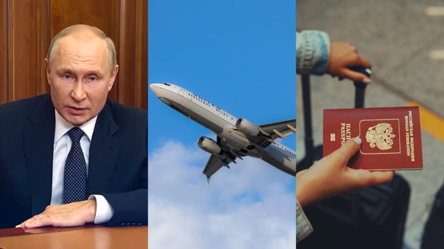 Ruský prezident Vladimir Putin, lietadlo a ruský pas po zákaze predaja lískov a leteniek rusom