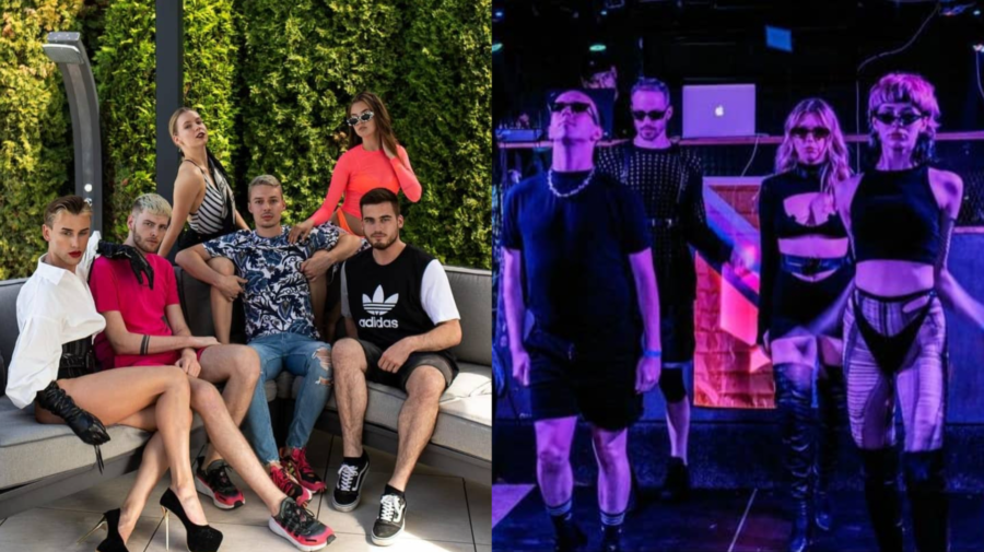 vpravo prvá queer párty v Trnave, vľavo členovia podcastu Teplé víno