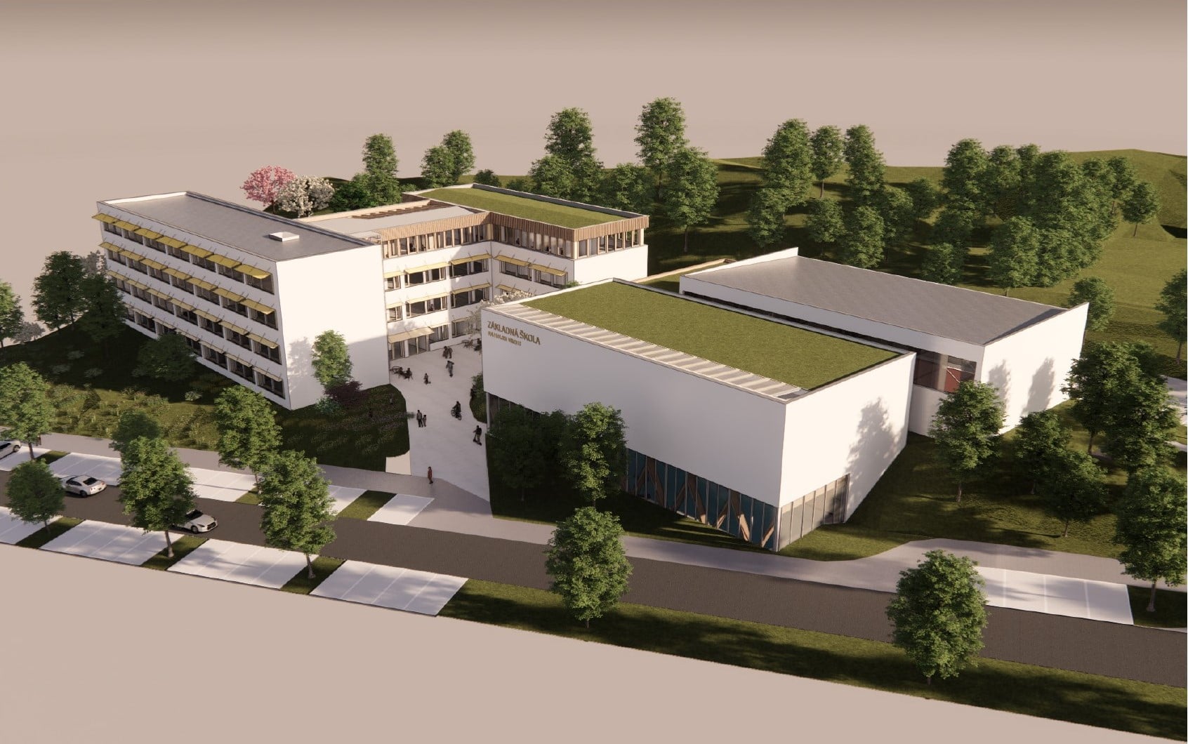 Školský areál - Záhorská Bystrica, projektová štúdia celého objektu