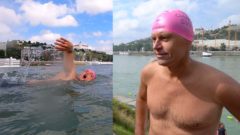 Šimon Žďárský a Ľuboš Fellner na evente Trans Danube Swim 2022
