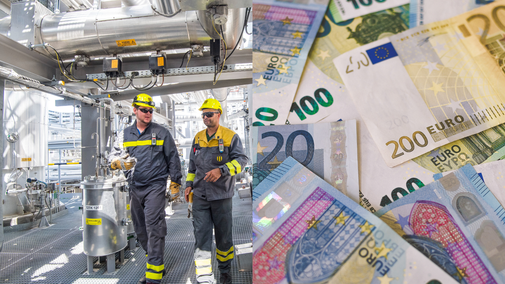Robotníci v Slovnafte a bankovky