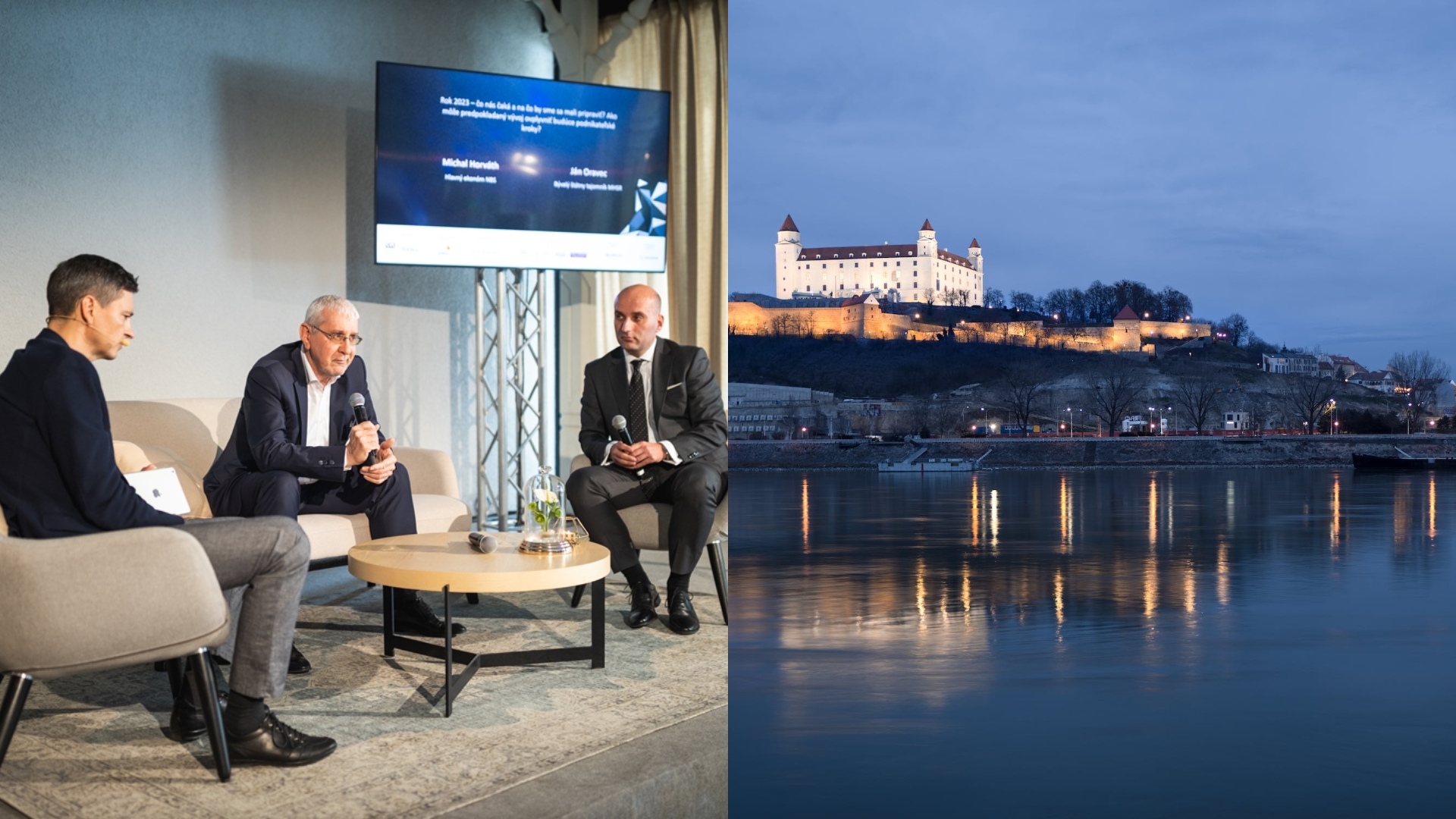 Na snímke je hrad a podnikatelia.