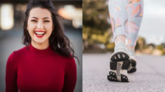 usmievajúca sa žena, chôdza